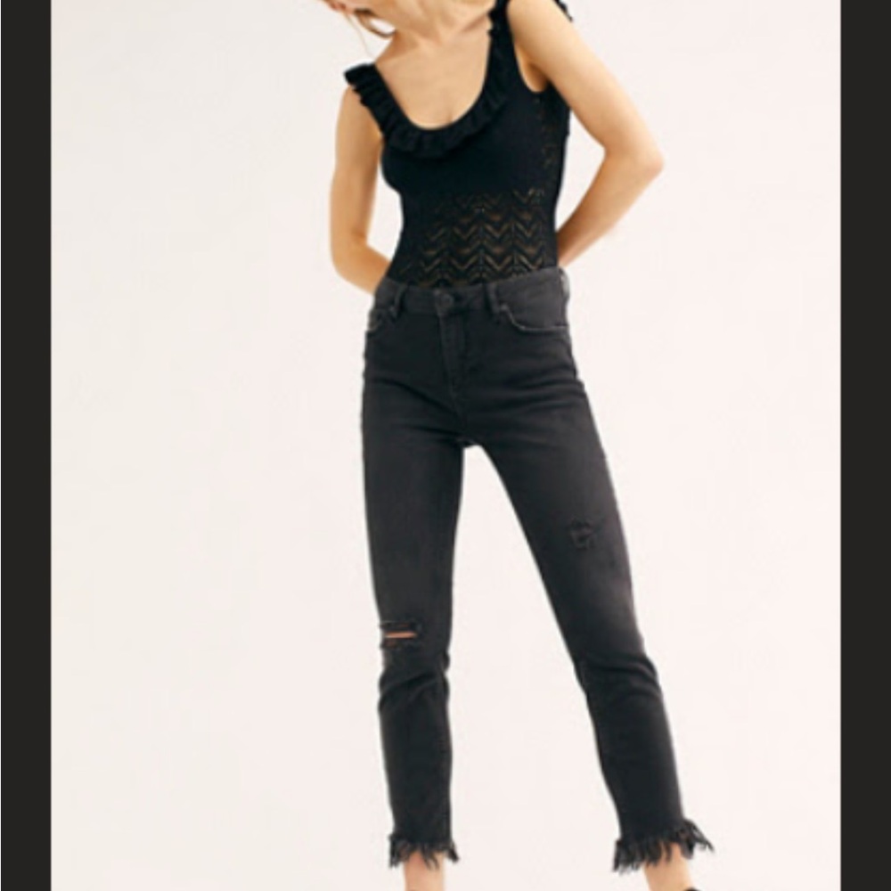 Free People Black Frayed skinny Women's ankle Jeans